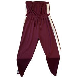 Capella Women Activewear Jumpsuit M Burgundy Colorblock 28" Inseam Sleeveless